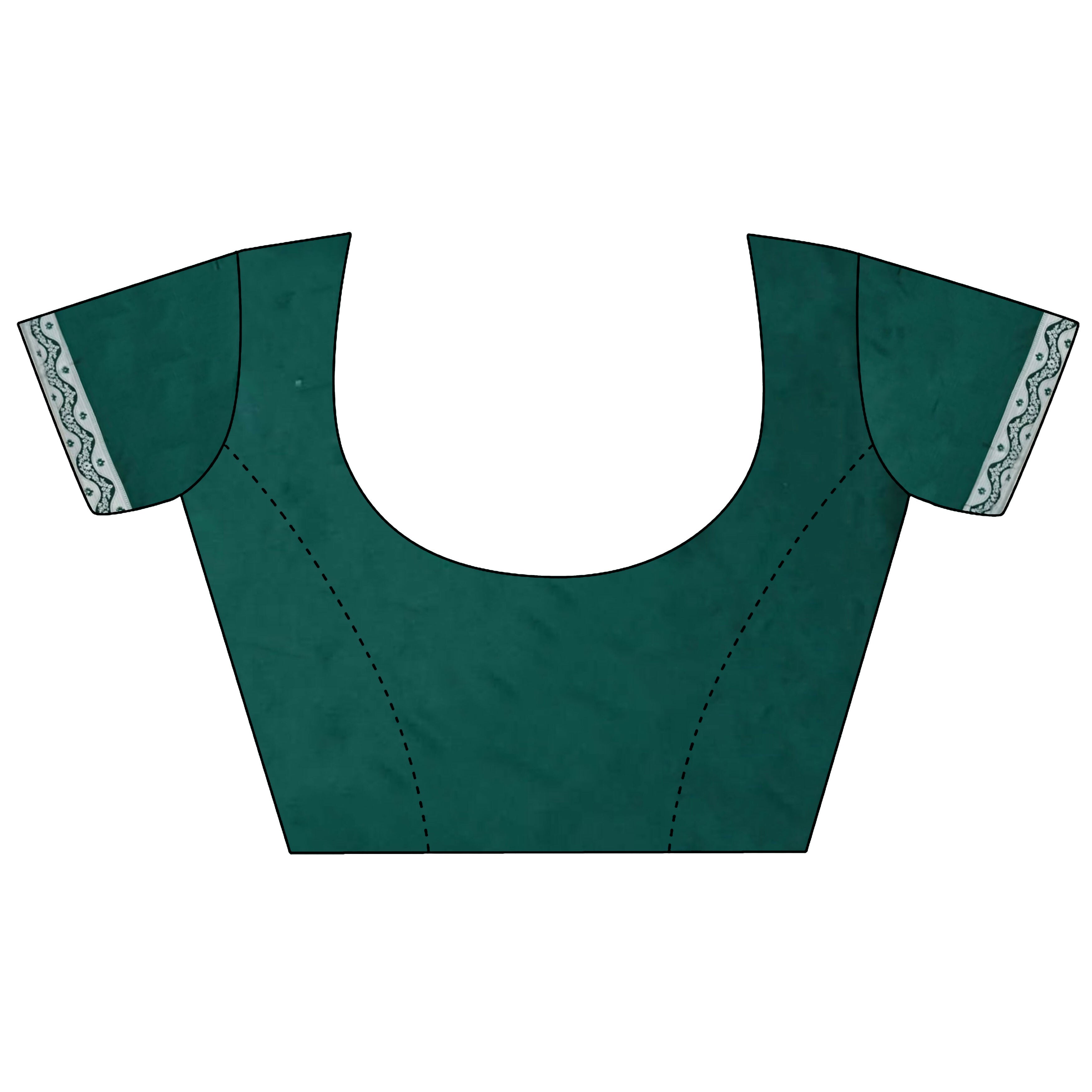 Dark Green Jacquard Woven Lichi Soft Silk Banarasi Saree