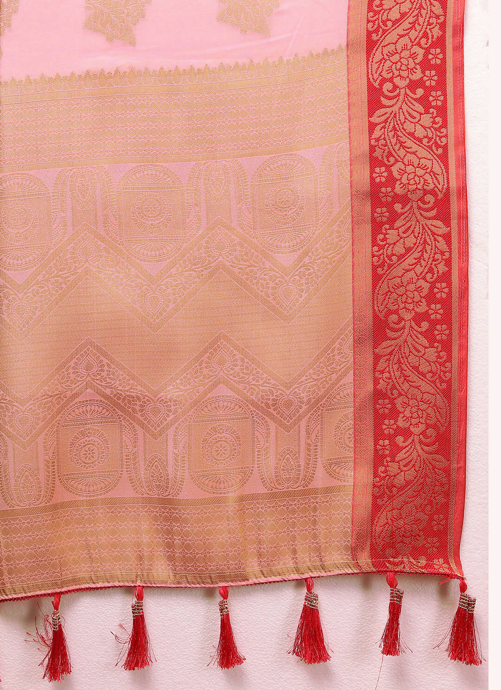 Pink Cotton Saree with Traditional Zari Weaving