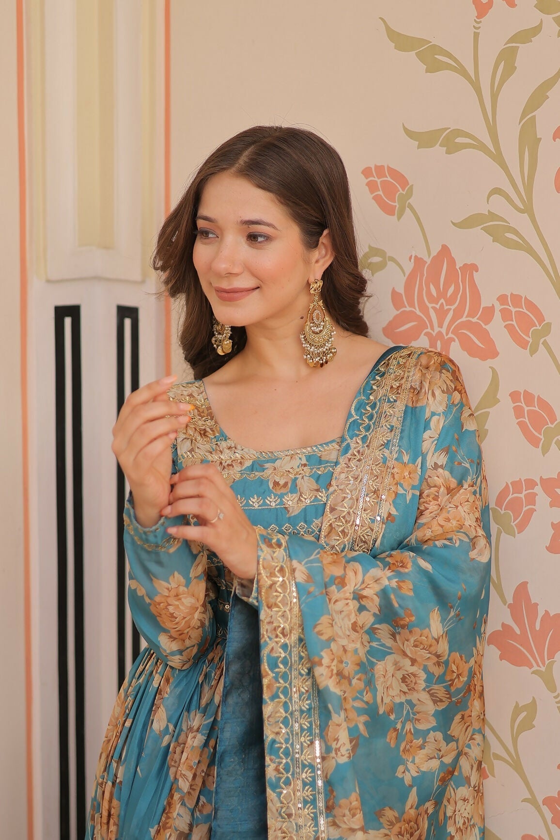 Rama Silk Kurta Set with Intricate Sequence Embroidery Work