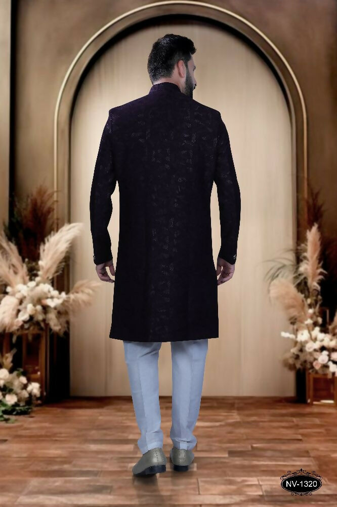 Wine Self-Design Indo-Western Kurta with Comfortable Pyjama