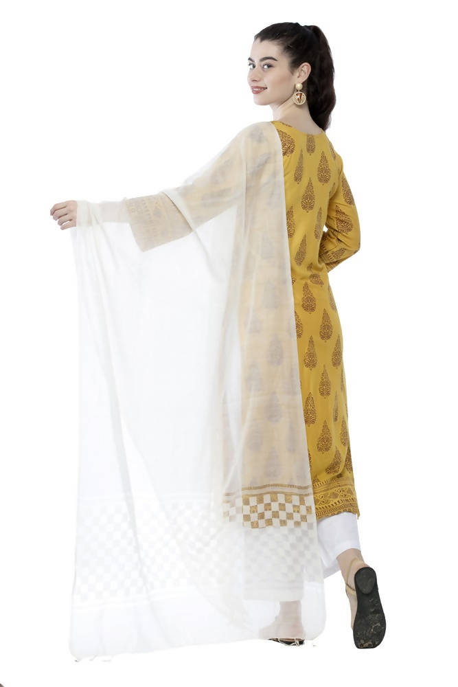 Off White Buta Cut Kota Cotton Dupatta for Elegant Looks