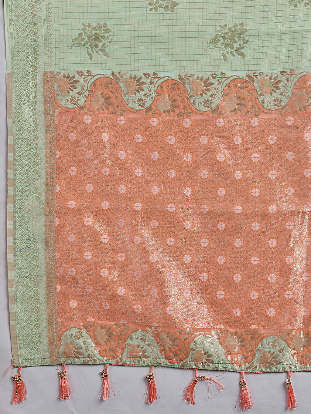 Rama Green Linen Cotton Saree with Matching Blouse