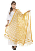 Golden yellow Kota cotton square dupatta perfect for daily ethnic styling