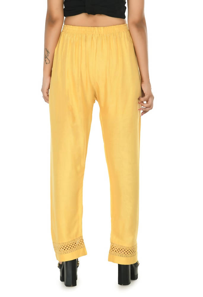 Golden Rayon Cotton Straight Palazzo Pants for Women