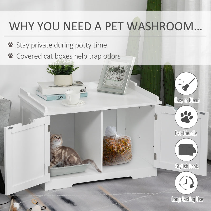 White Wooden Cat Litter Box Enclosure and Side Table - Image 4