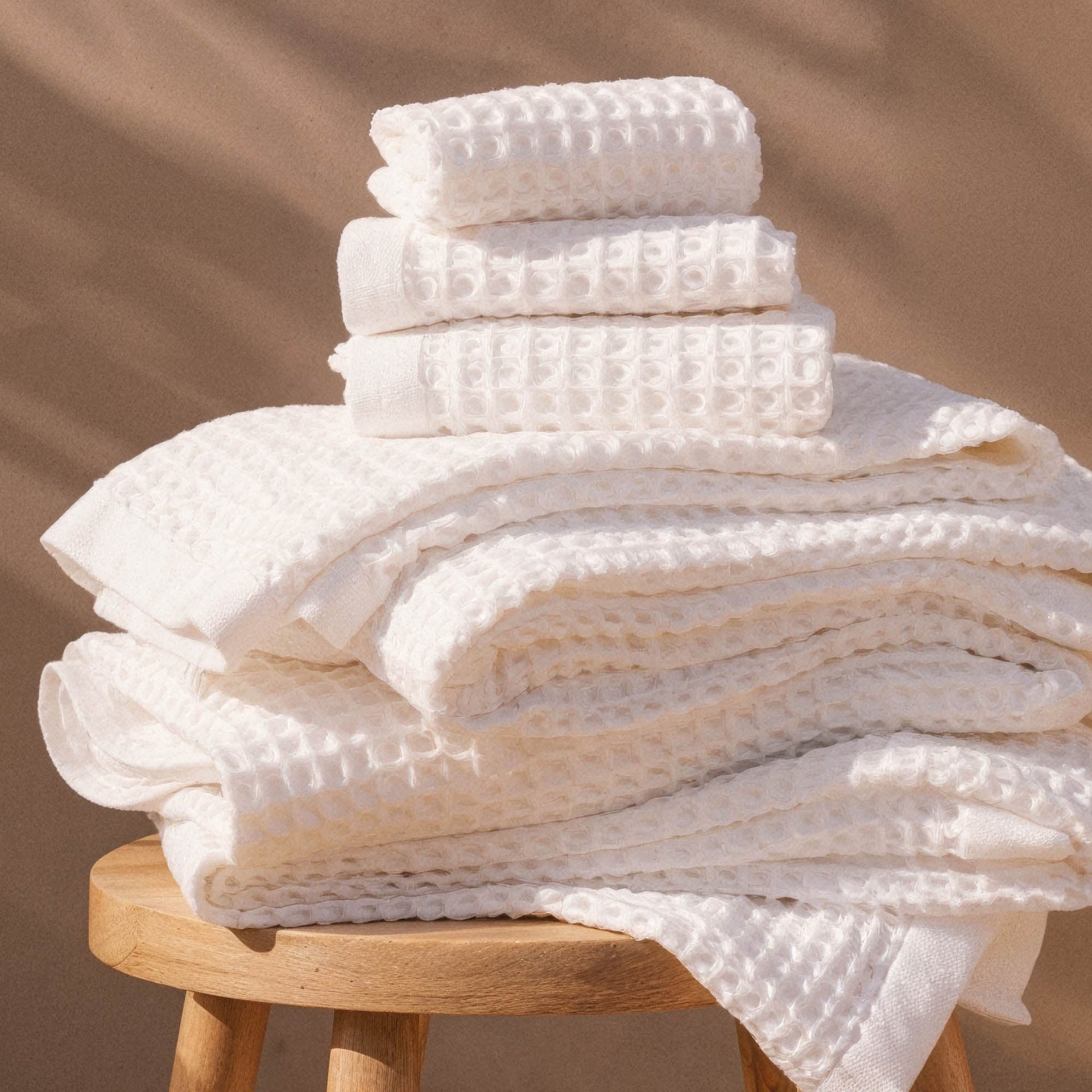 Sedona White Cotton Waffle Weave Bath Towel - Image 34