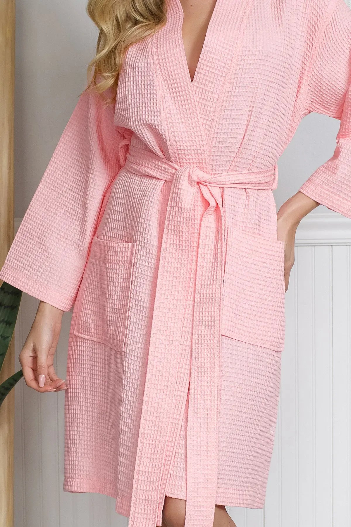 Women's Knee-Length Waffle Robe - Lightweight & Breezy Comfort