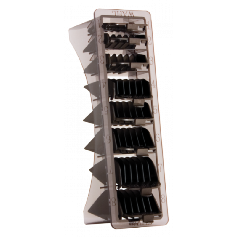 Wahl 8-piece professional hair clipper guard set in a black organizer tray
