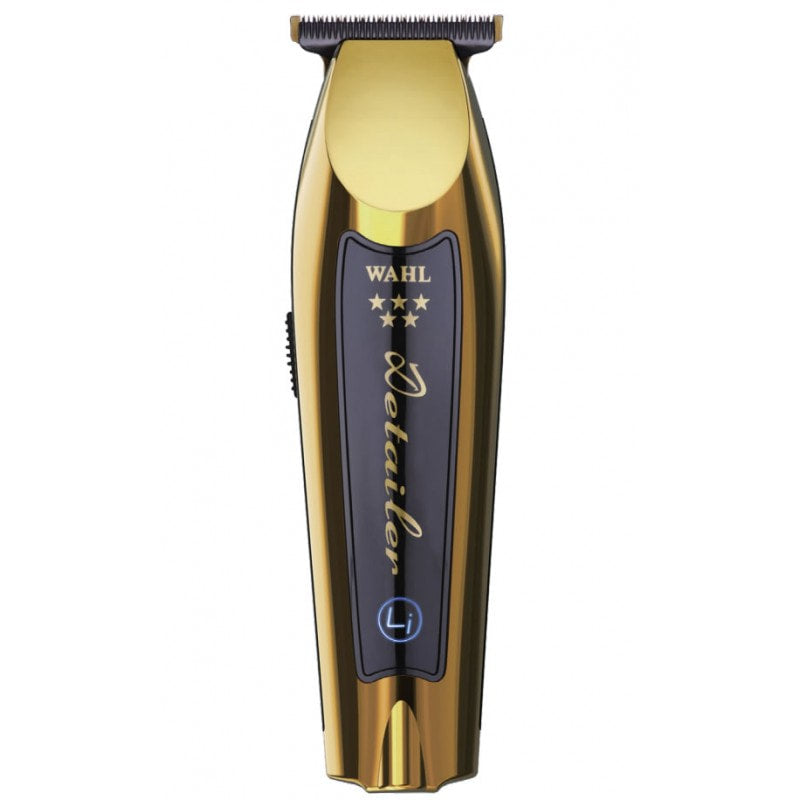 Wahl 5 Star Cordless Detailer Li Gold Edition trimmer featuring titanium DLC T-wide blade
