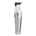 Professional Hi-Viz trimmer in silver and black featuring a slim neck and wide T-blade.
