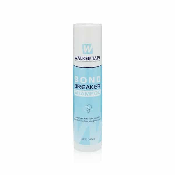 10 fl oz bottle of Walker Tape Bond Breaker Shampoo with a convenient flip-top cap for hair system maintenance.