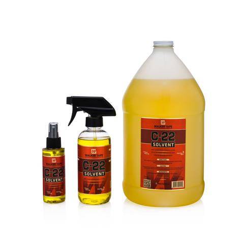 Walker Tape C-22 Solvent bottle featuring yellow and red label branding.