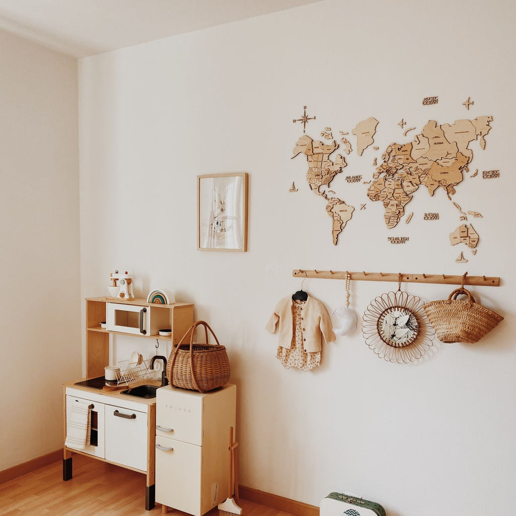 Wooden World Map Wall Art for Bedroom - Eco-Conscious Decor