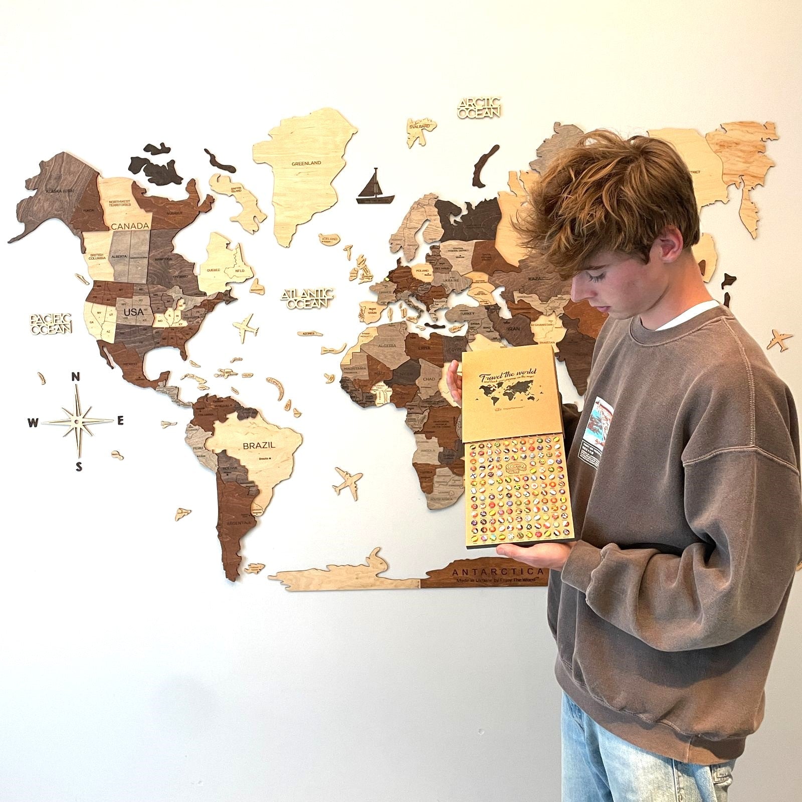 3D World Map Kitchen Wall Art