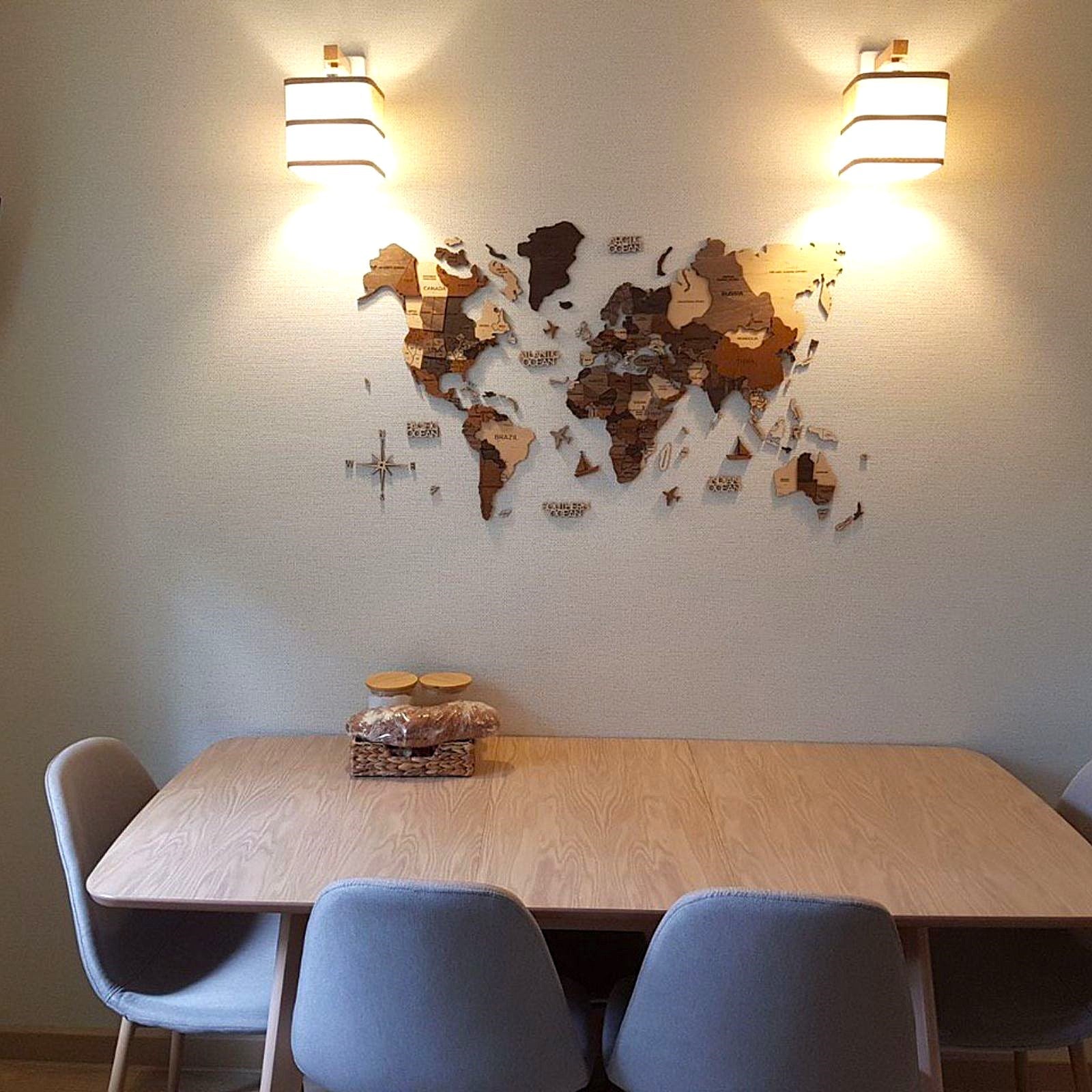 3D World Map Kitchen Wall Art