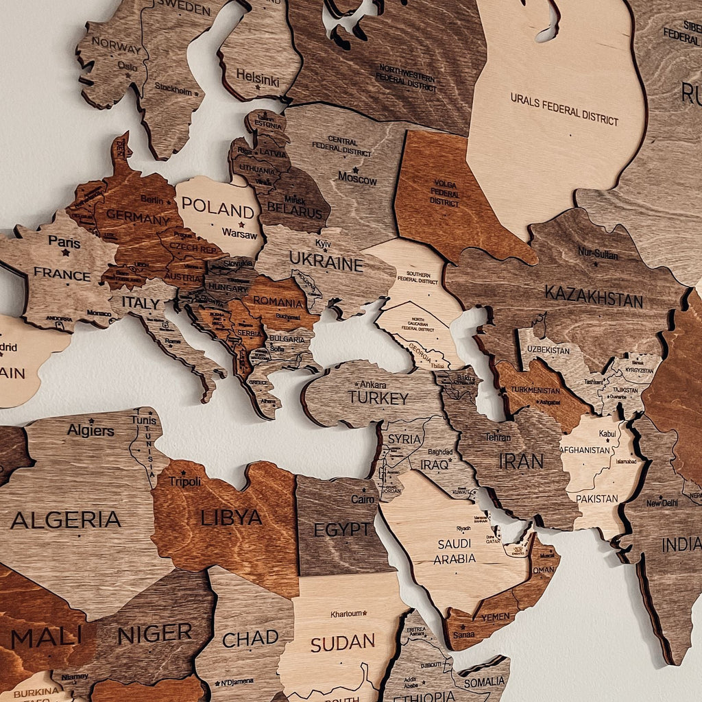 3D World Map Kitchen Wall Art