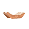 Floating oak cat shelf perch mounted on a wall