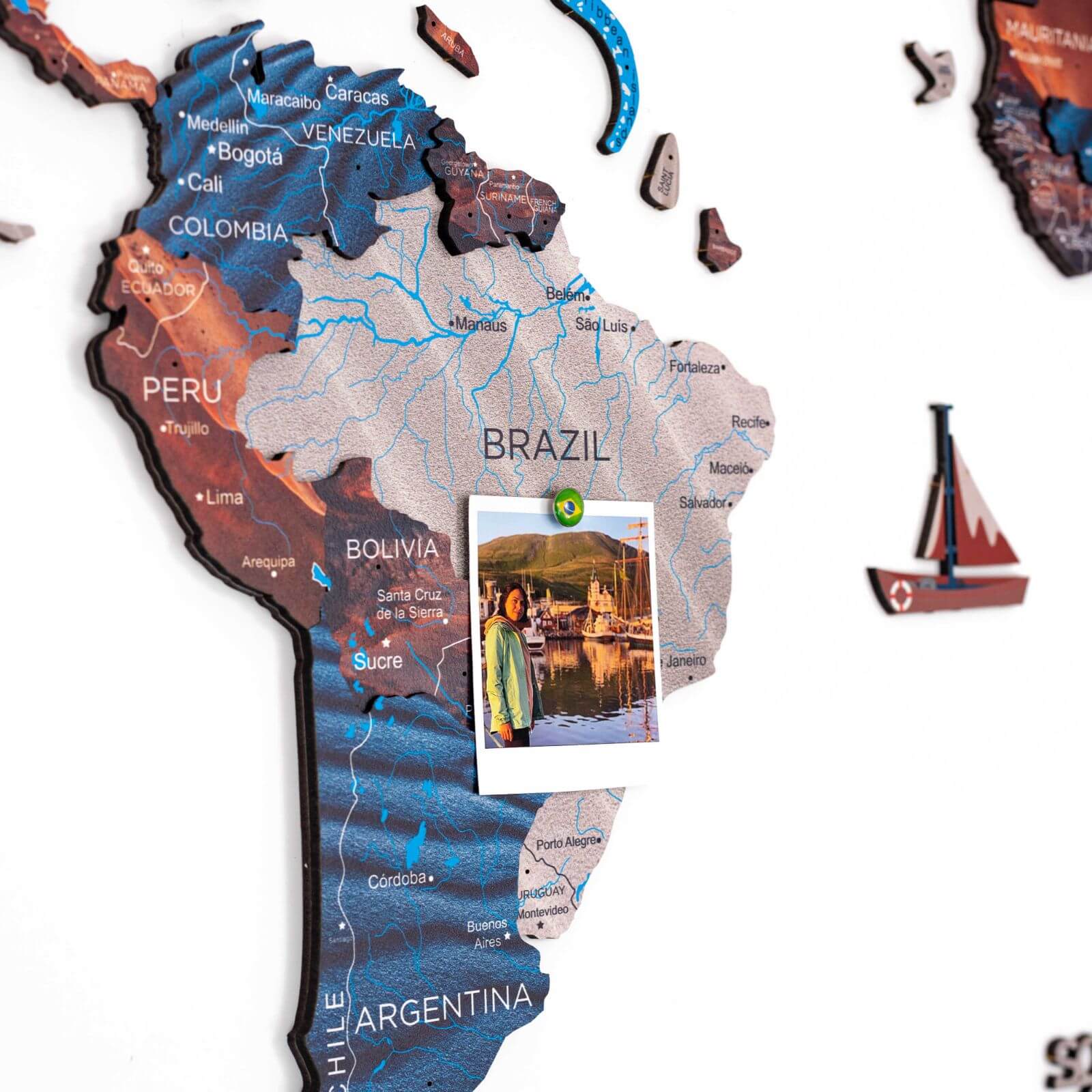 3D Wooden World Map Dune Wall Decor – Detailed Sandy Palette Art