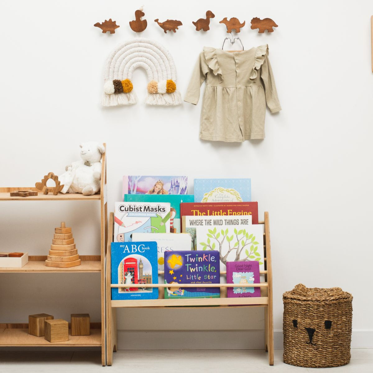 Wooden Animal Wall Hooks for Nursery – Minimalist Forest Decor
