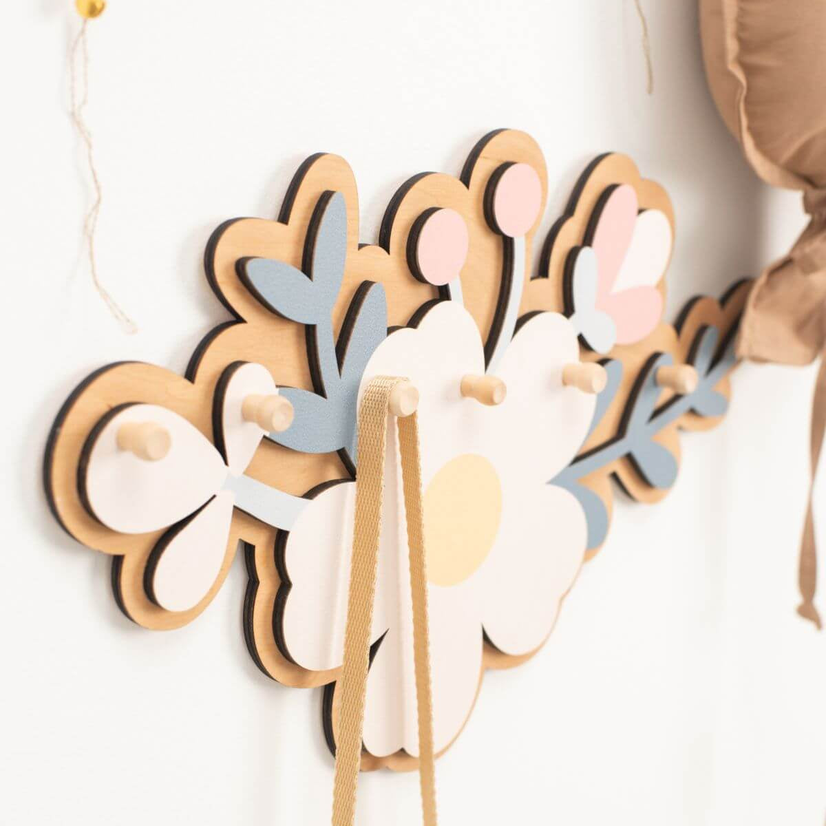 Decorative Flower Wall Hooks for Nursery and Kids Room Decor