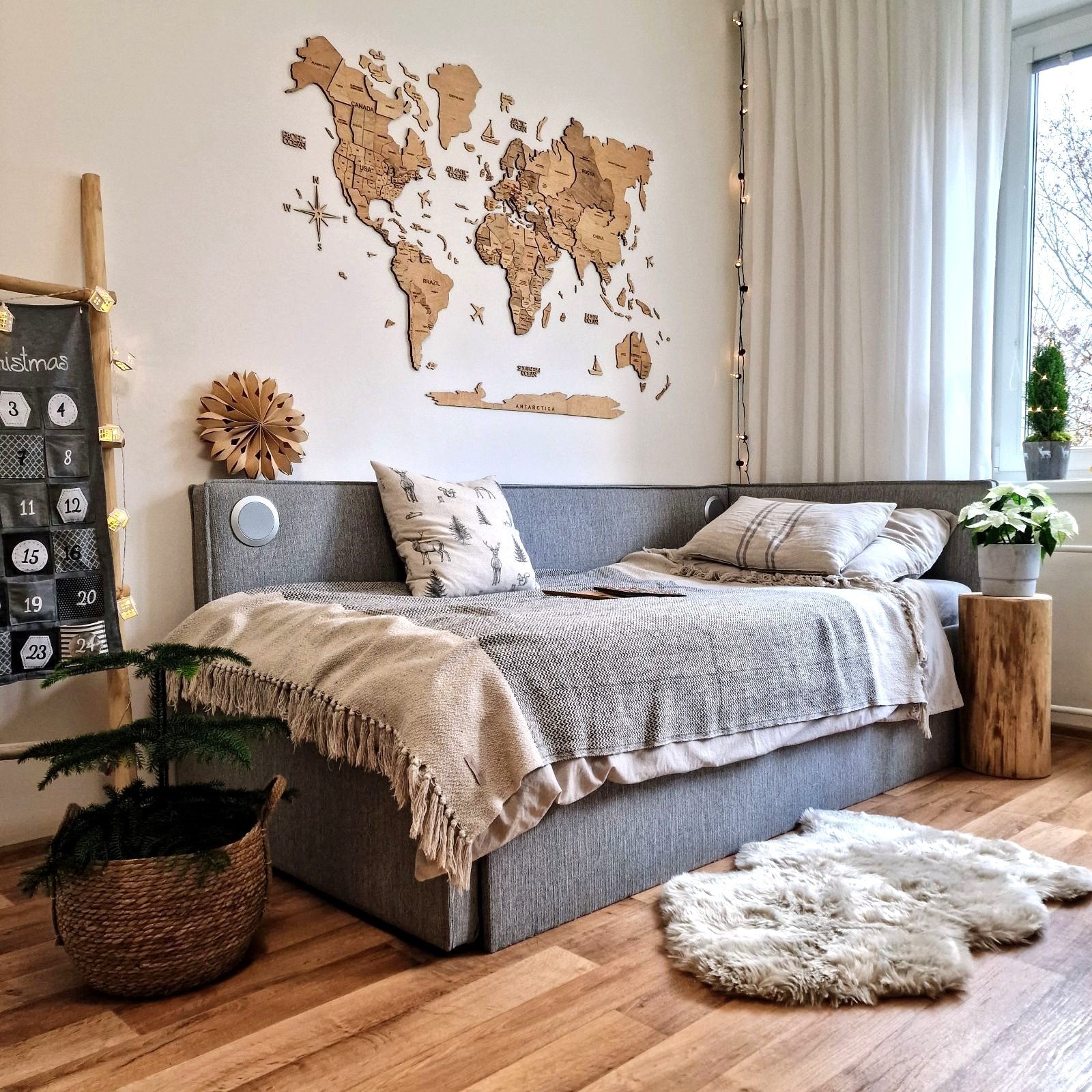 Wooden World Map Wall Art for Bedroom - Eco-Conscious Decor
