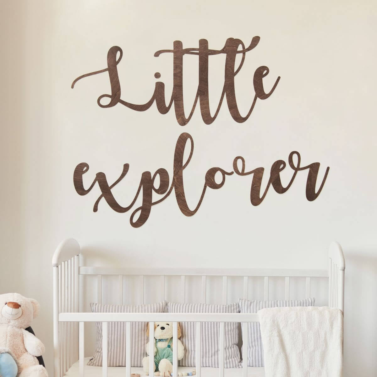Minimalist Wooden Signs for Baby Room Brown Beige Nursery Decor