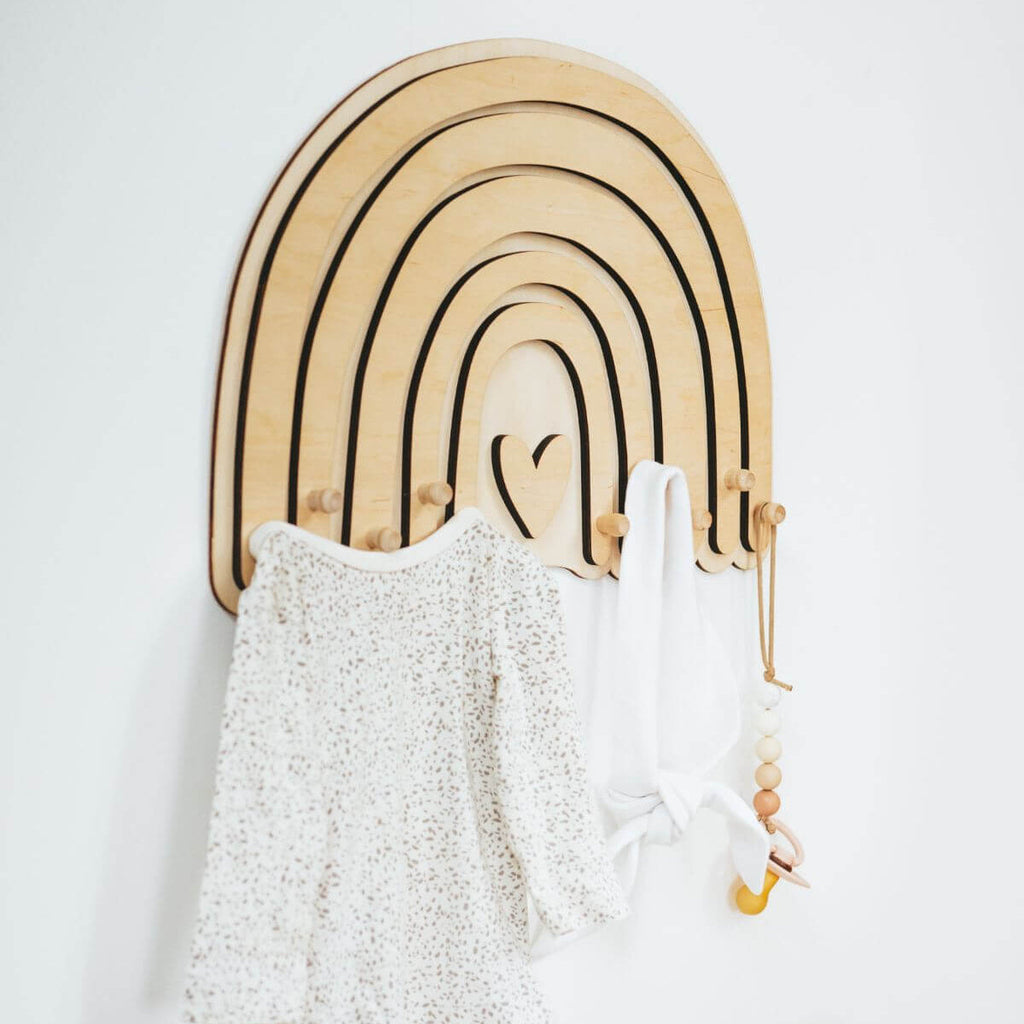 Rainbow Wall Hanger for Nursery - Gender-Neutral Boho Wood Decor