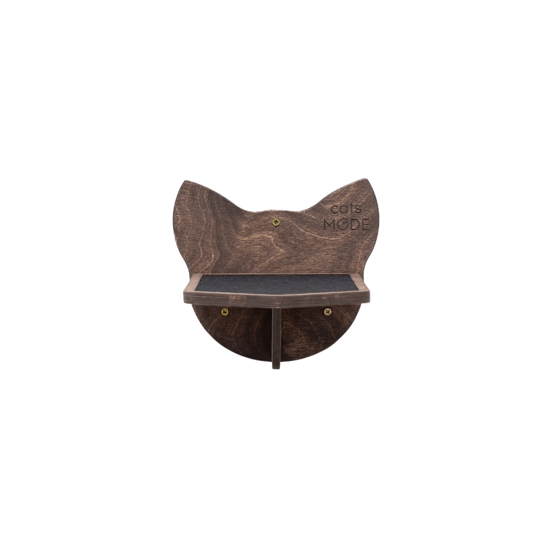 Wall-Mounted Dark Walnut Cat Step - Elegant Floating Cat Ladder