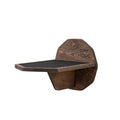 Modern hexagon wall-mounted cat step in dark walnut wood with grey felt padding