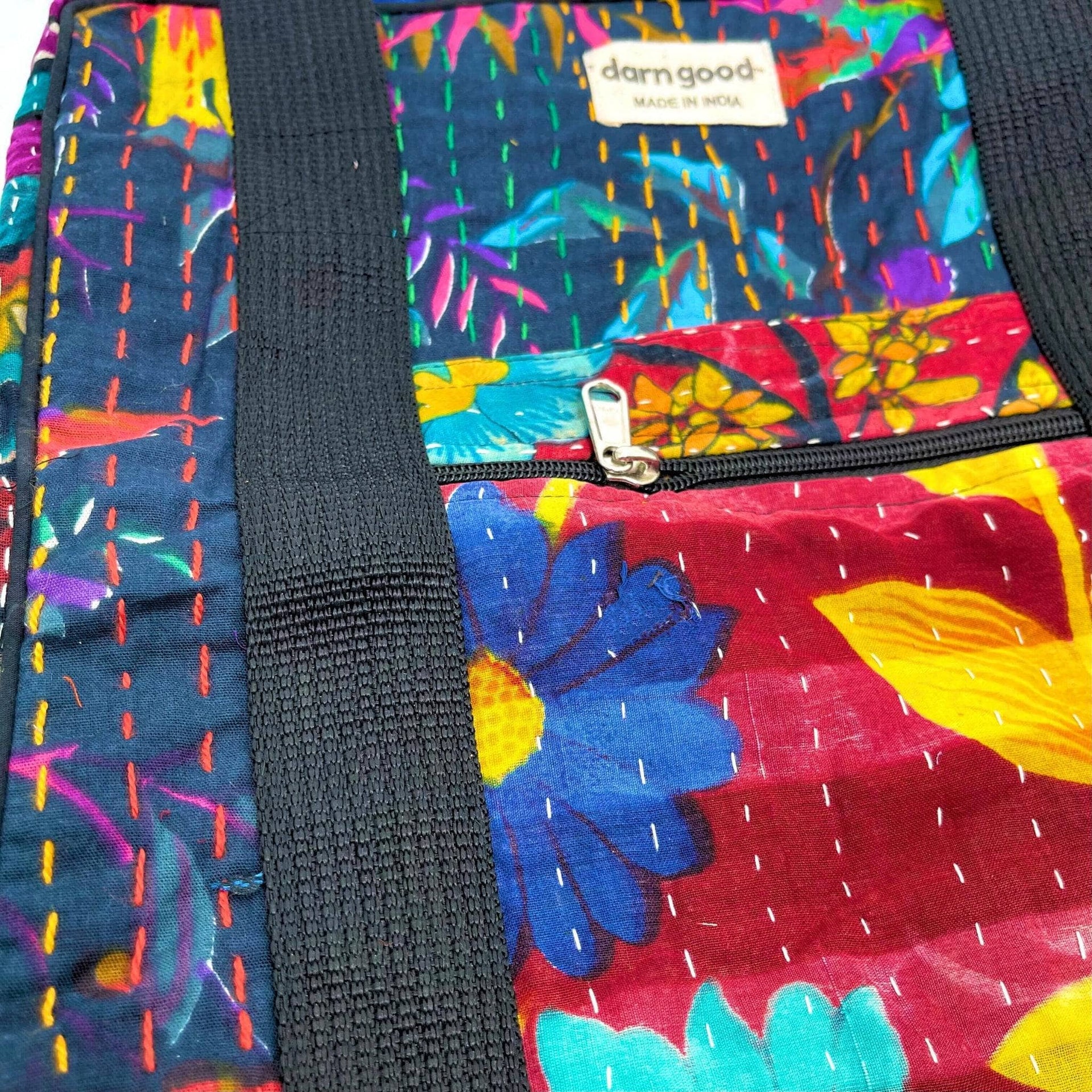 Wanderlust Kantha Stitched Cotton Adventure Bag