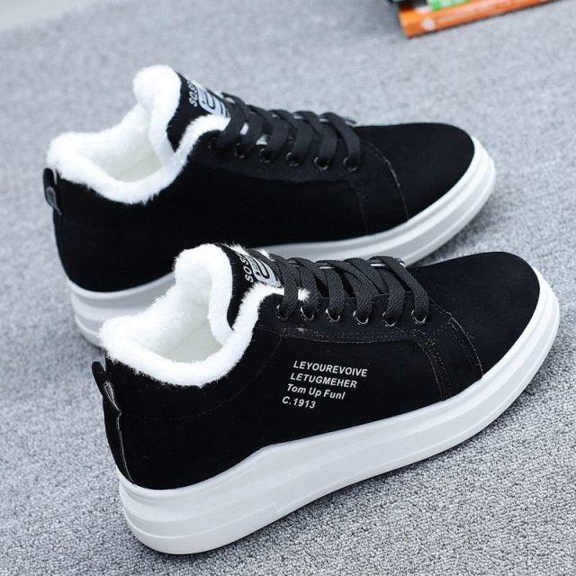 Women’s Fur Lined Winter Snow Boots – Warm Casual Ankle Sneakers - front view