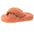 Women's Fluffy Fur Cross Band Memory Foam House Slippers