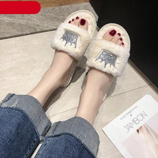 Women’s Fuzzy Heart Shape Spa Slides – Soft Faux Fur House Shoes