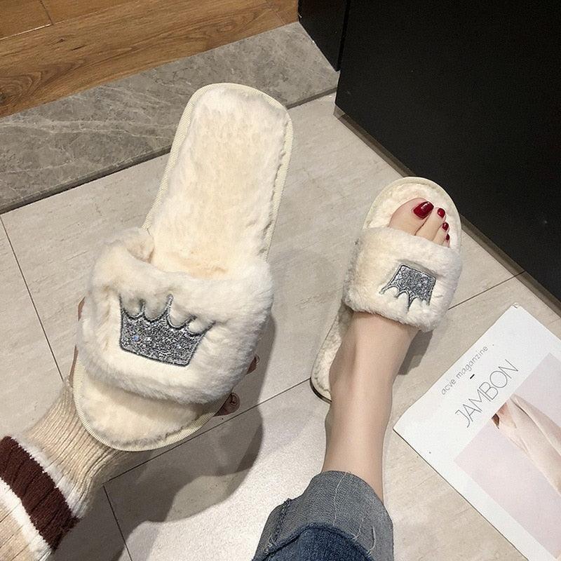 Women’s Warm Fluffy Memory Foam Slippers – Cozy Indoor Slides