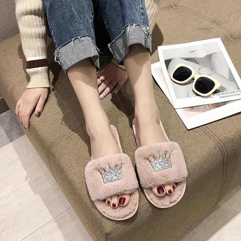 Women’s Warm Fluffy Memory Foam Slippers – Cozy Indoor Slides