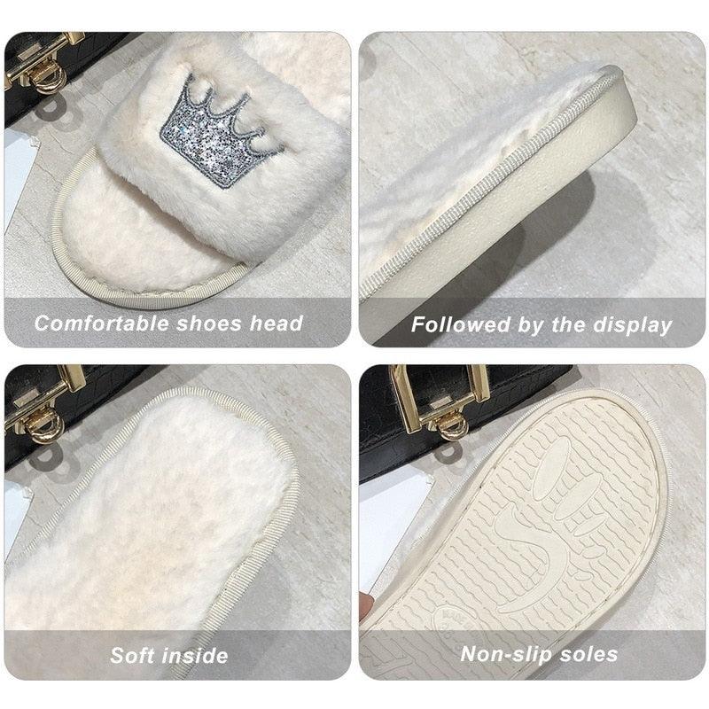 Women’s Warm Fluffy Memory Foam Slippers – Cozy Indoor Slides