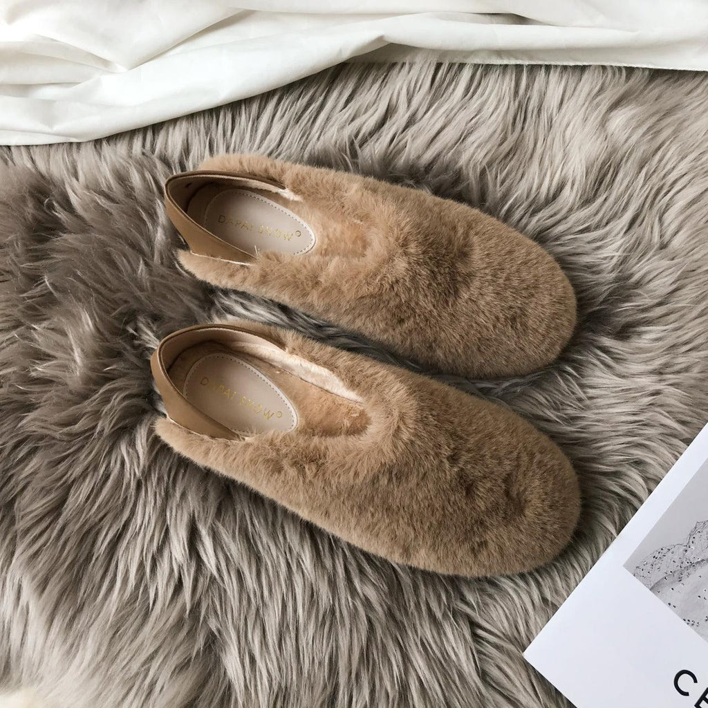 Women's Fuzzy Fur Loafers Memory Foam Indoor Outdoor House Slippers