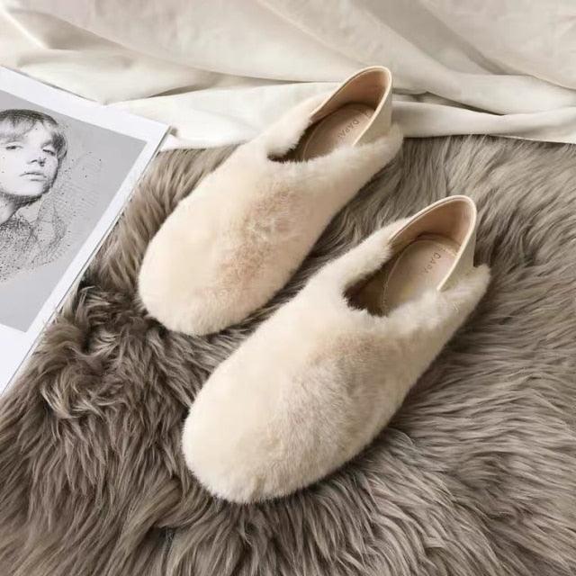 Women's Fuzzy Fur Loafers Memory Foam Indoor Outdoor House Slippers