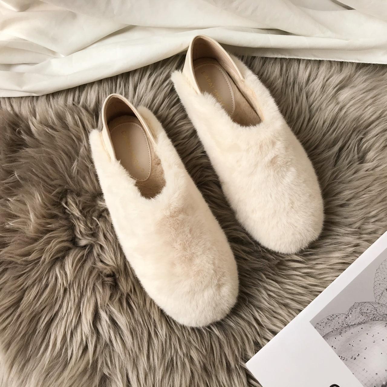 Women's Fuzzy Fur Loafers Memory Foam Indoor Outdoor House Slippers