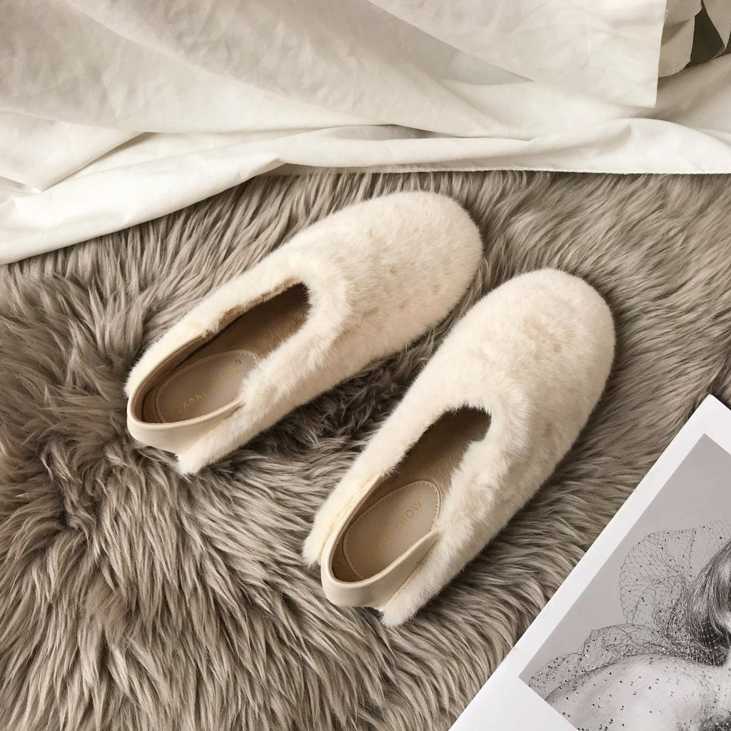 Women's Fuzzy Fur Loafers Memory Foam Indoor Outdoor House Slippers