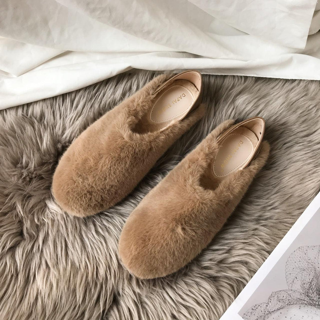 Women's Fuzzy Fur Loafers Memory Foam Indoor Outdoor House Slippers