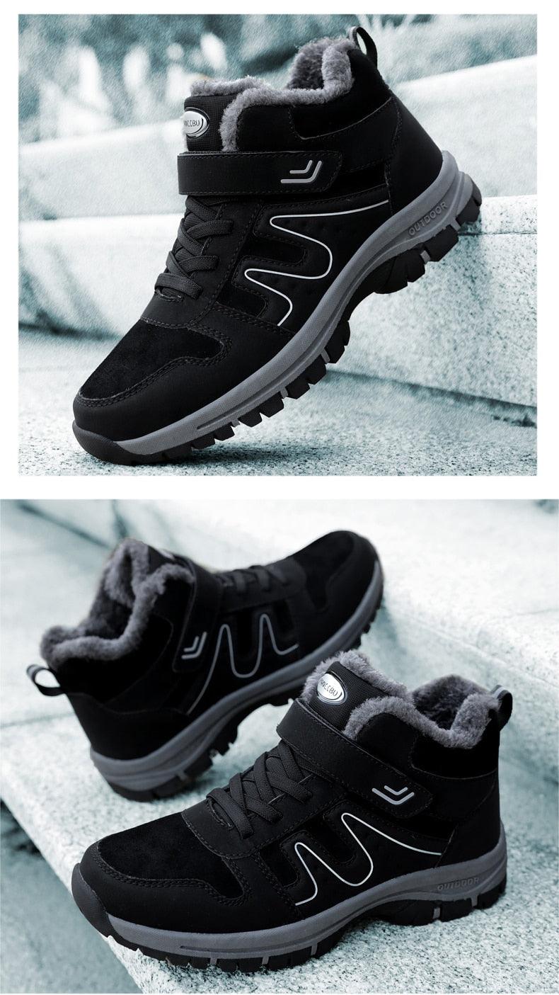 Unisex Fur-Lined Winter Snow Boots Anti-Slip Outdoor Hiking Shoes