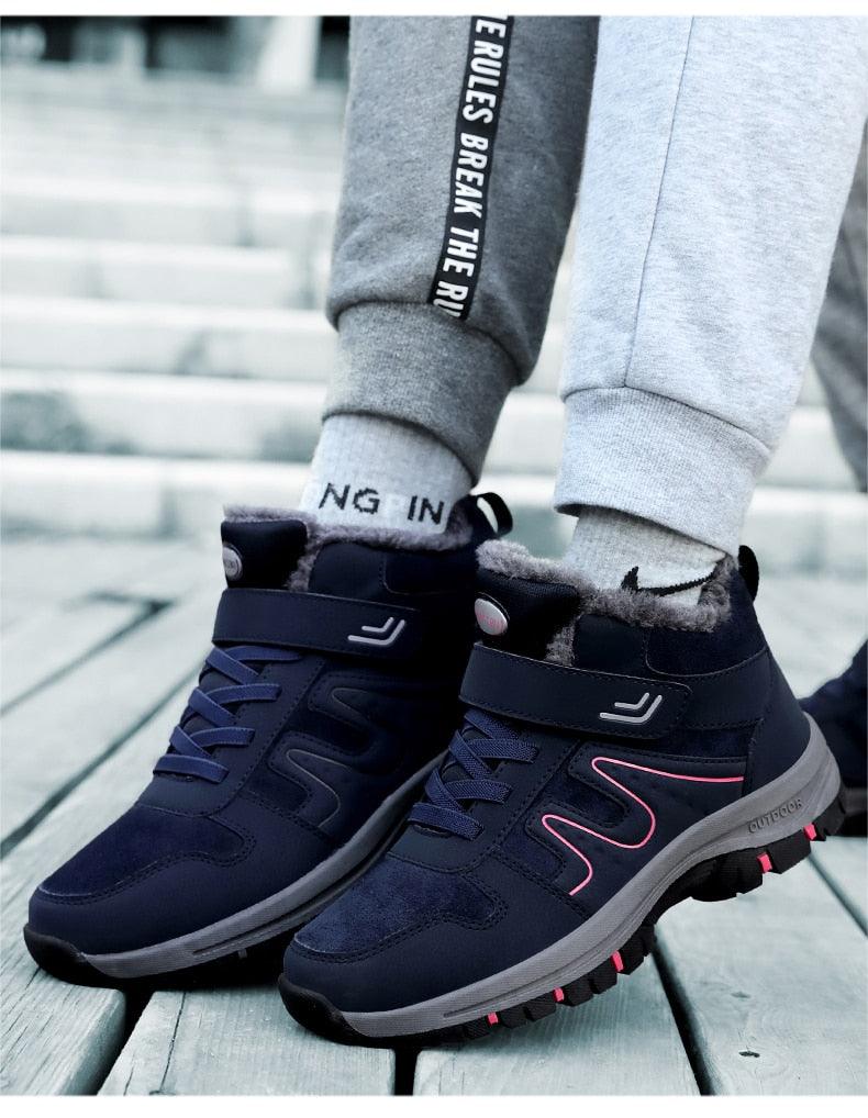 Unisex Fur-Lined Winter Snow Boots Anti-Slip Outdoor Hiking Shoes