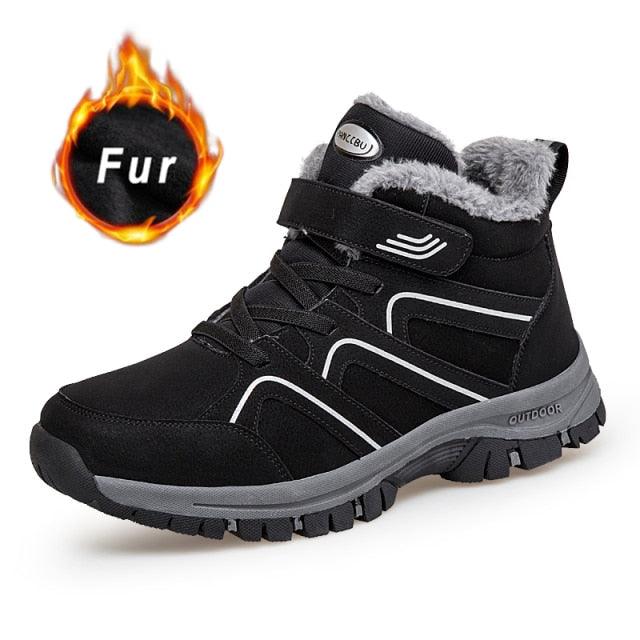 Unisex Fur-Lined Winter Snow Boots Anti-Slip Outdoor Hiking Shoes