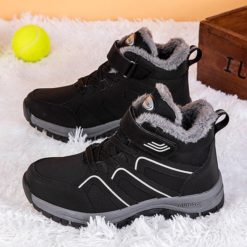 Unisex Fur-Lined Winter Snow Boots Anti-Slip Outdoor Hiking Shoes