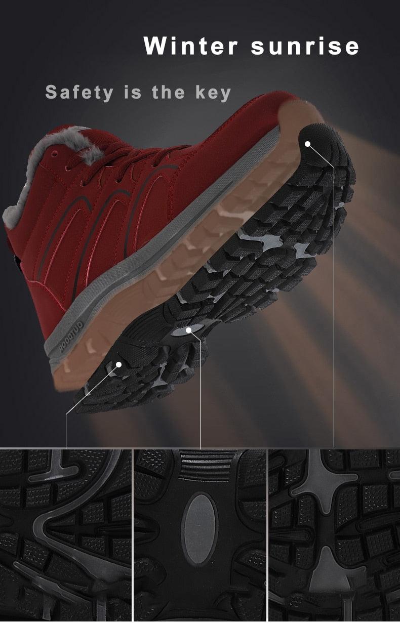 Unisex Fur-Lined Winter Snow Boots Anti-Slip Outdoor Hiking Shoes