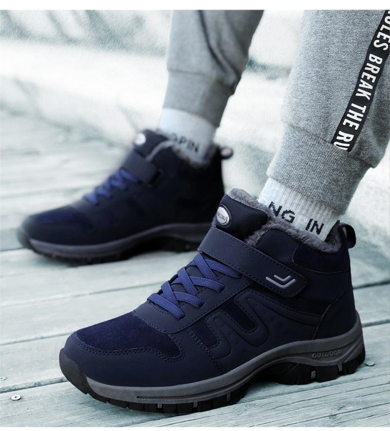 Unisex Fur-Lined Winter Snow Boots Anti-Slip Outdoor Hiking Shoes