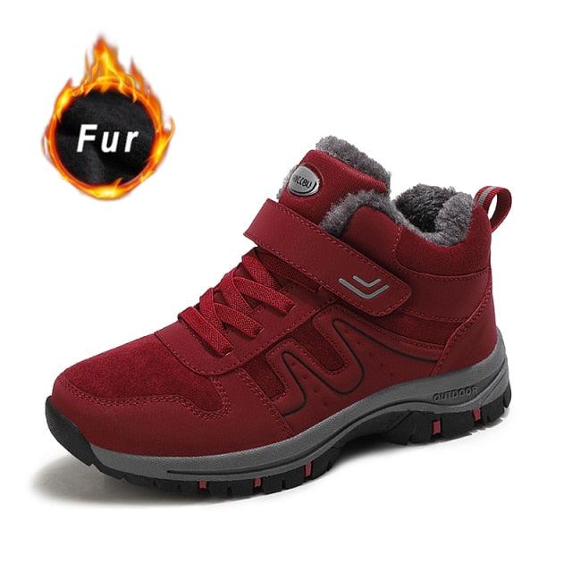 Unisex Fur-Lined Winter Snow Boots Anti-Slip Outdoor Hiking Shoes