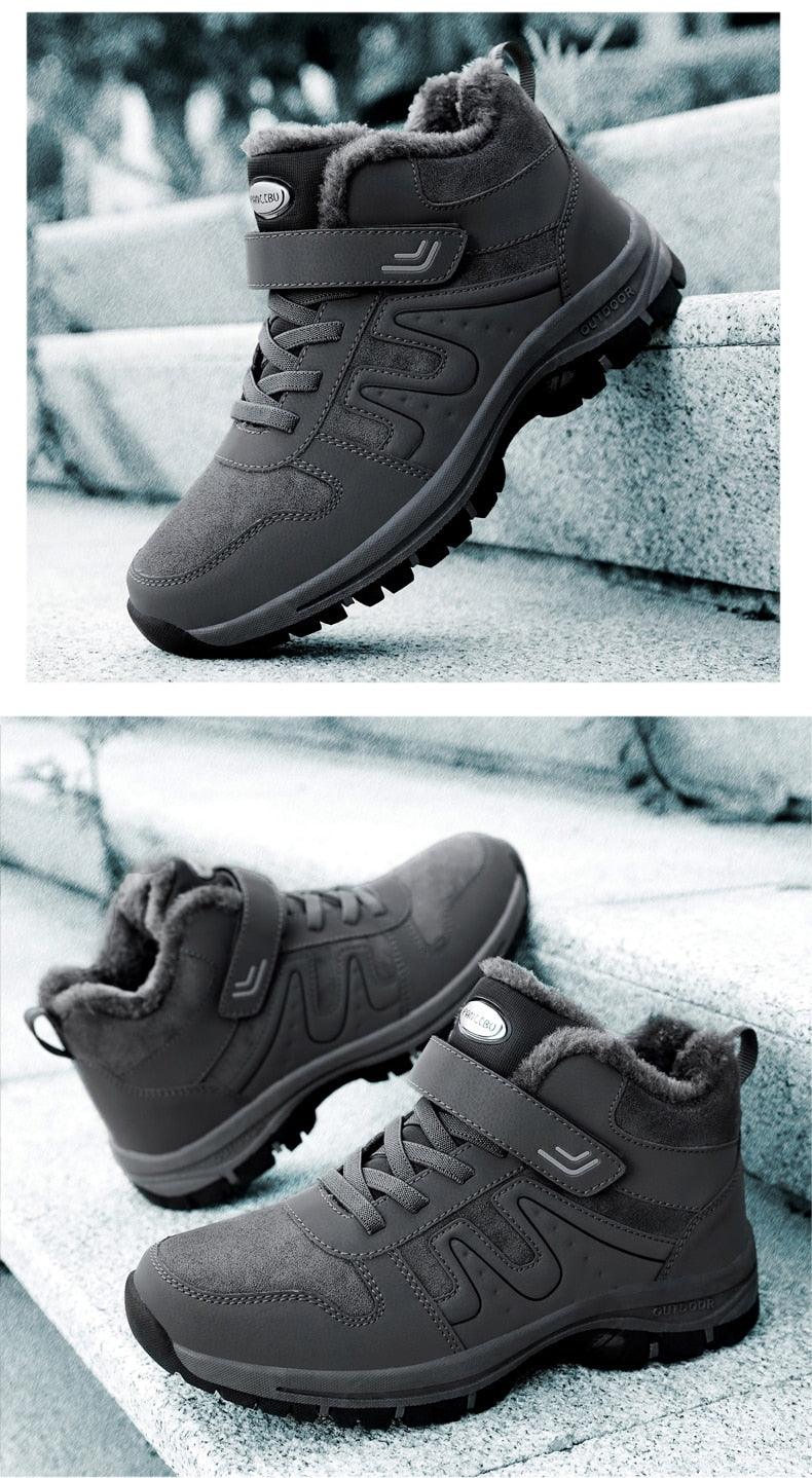 Unisex Fur-Lined Winter Snow Boots Anti-Slip Outdoor Hiking Shoes