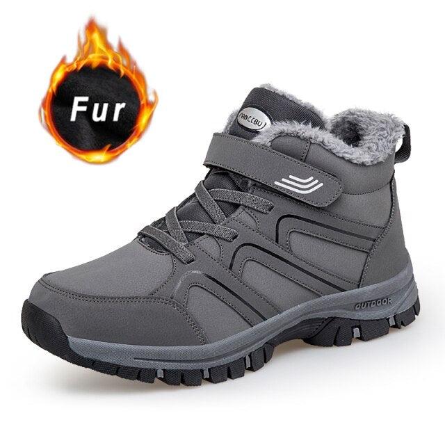 Unisex Fur-Lined Winter Snow Boots Anti-Slip Outdoor Hiking Shoes